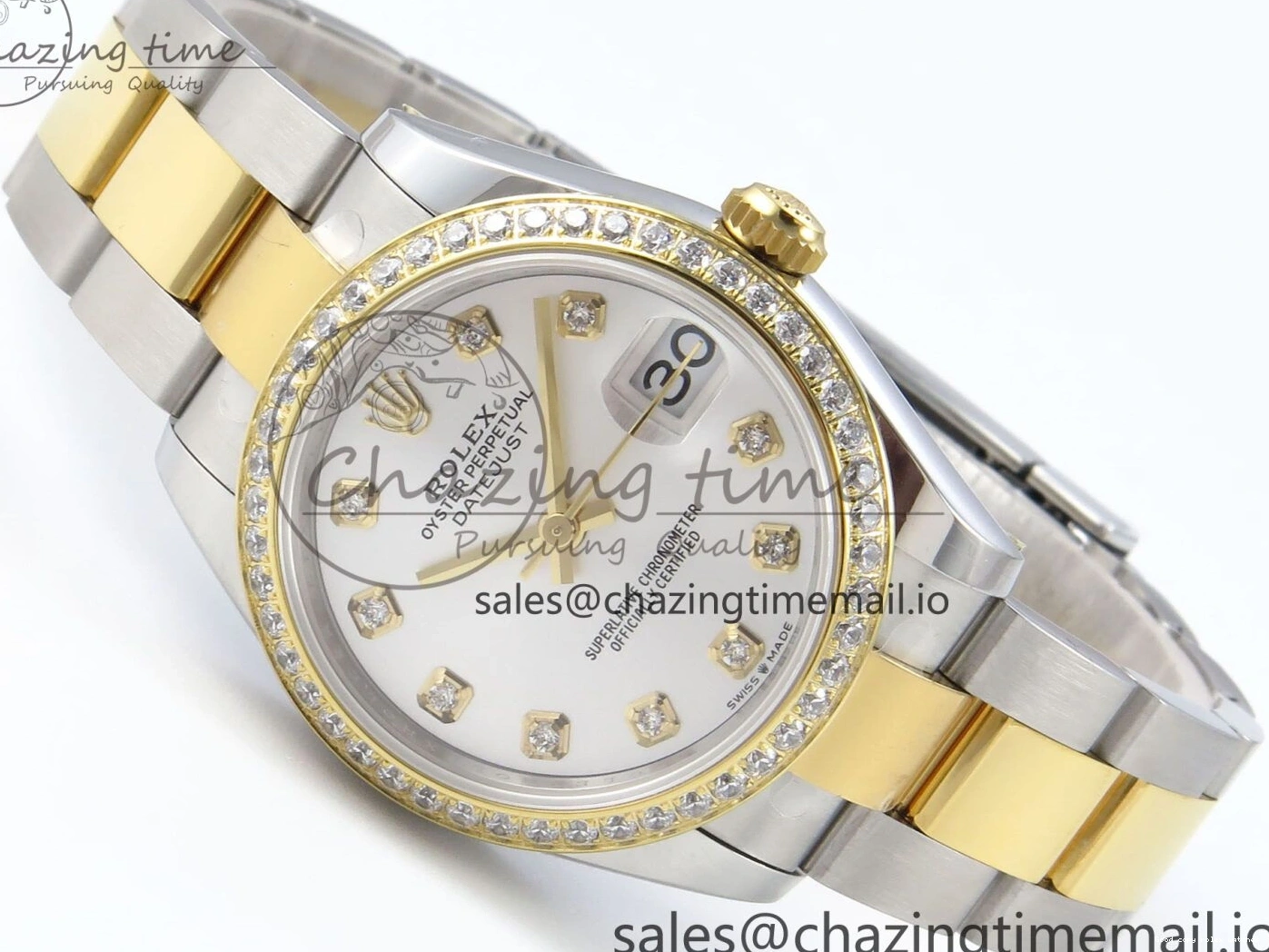 Rolex copies cheap SS 402 ETA YG Bracelet Steel 904L 1:1 ARF Silver OdorResistant 278383RBR Best DateJust Bezel Dial Diamonds 31 on Oyster Edition Diamonds 1103